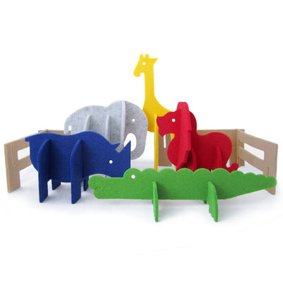 3D Felt Toddler Puzzle Zoo, Made in Canada, Eco Friendly, Develops Fine Motor Skills